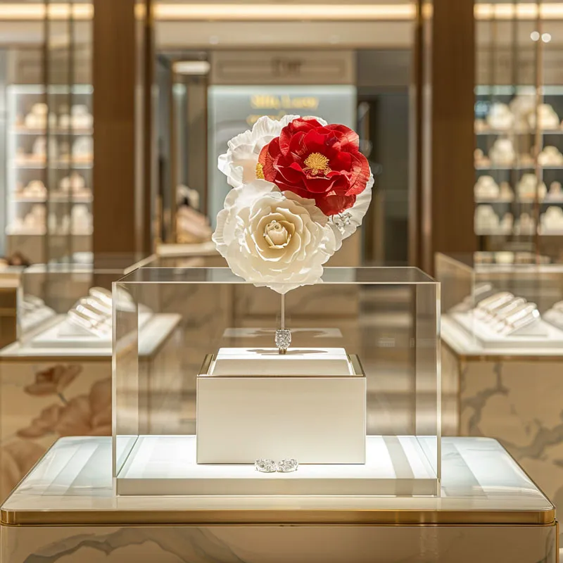 How can the design of jewelry display cabinets satisfy the aesthetic psychology of customers?